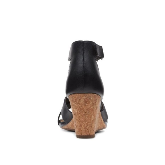 Clarks Margee Gracie Leather Open Toe Wedge Heel Comfort Sandals Size 7.5 M - Picture 4 of 8